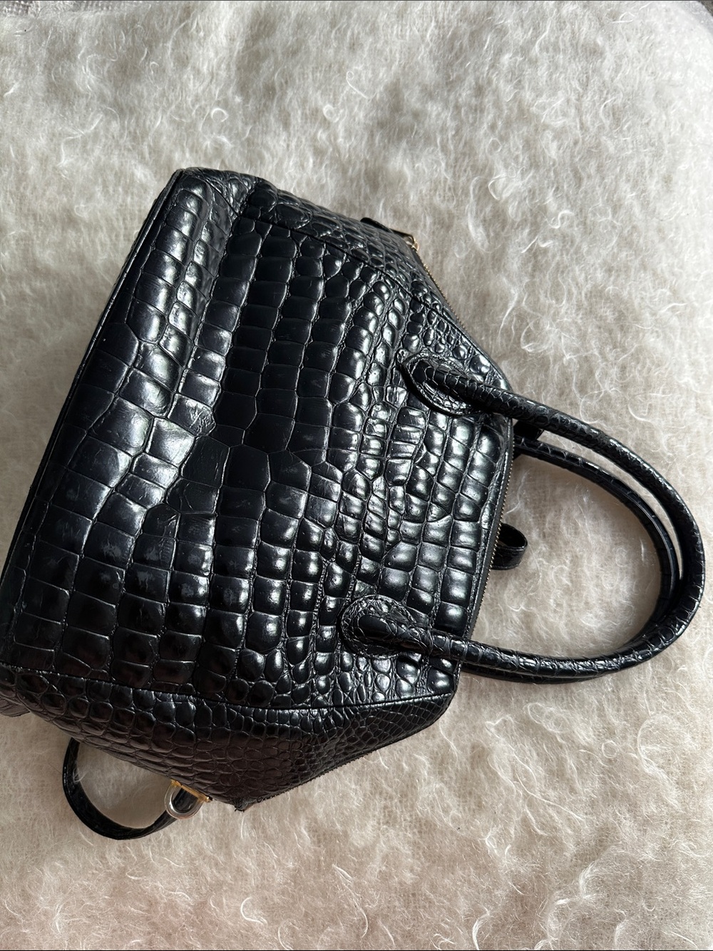 Gianni Versace Couture Vintage Black Croc Embossed Top Handle Bag Medusa - Picture 8 of 16